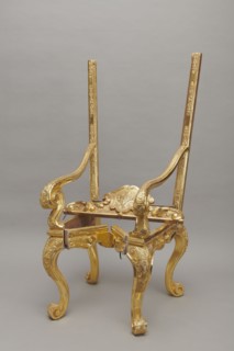 Travel armchair, travel, volutes, floral decoration, Baroque, travel armchair of the late Baroque