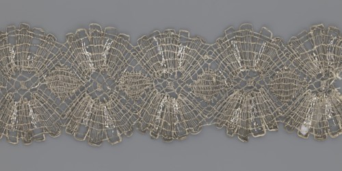 Lace fragment, metal threads, 18th century, Europe, lace fabric, width 8.2 cm, length 27.5 cm., A
