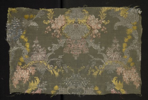 Fragment of fabric, fabrics, fragments of silk patterned fabric with floral patterns. Pattern with