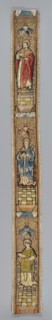 Fragment of embroidery, embroidery, saints: Philip the Apostle, Apolonia St., Szczepan St.;