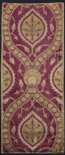 Fabric piece, Repossession, Turkish fabric, 16th century. Red sheared velvet ground with cream and