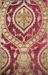 Fabric piece, fabrics, Turkish, velvets, net-composition patterns, large repeat of pointed ovals