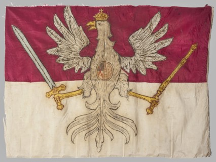 Infantry regiment pennant, double-sided banner. Blue fabric made of two silk grosgrain fabrics sewn