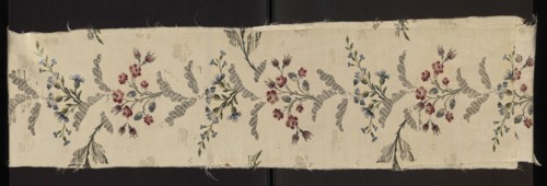 Fabric fragment, Repossession provenance. 18th-century silk fragment, patterned broché silk with
