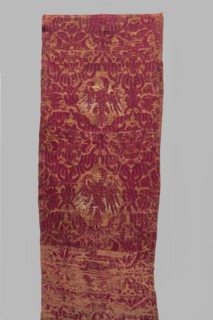 Fragment of fabric, 16th century, Italy. Brocade fragment sewn from several smaller pieces, woven