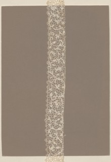 Lace fragment, needle lace, pattern composed of branched floral stem motifs with connecting spans