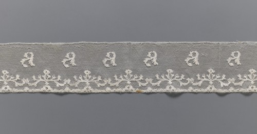 Lace fragment, Plant ornaments, Louis XVI style. At the lower edge there are two trails of fine