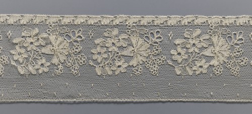 Lace fragment, Mid-19th century, France. Section of a straight strip used as a background for a