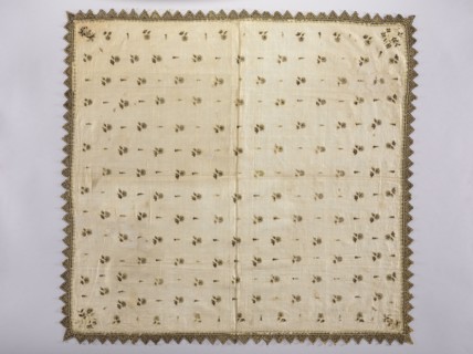 Church napkin made of white batiste density: 31 warp and weft threads per 1 cm, embroidered with