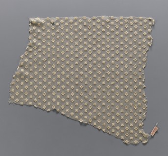 Lace fragment, lace, in a regular projective ornament with three motifs: a square, a quatrefoil,