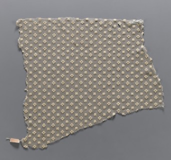 Lace fragment, in a regular projective ornament with three motifs: a square, a quatrefoil, and four