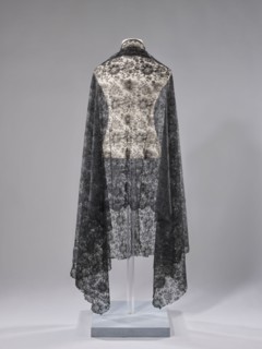 Shawl, shawl, floral ornaments, clothing accessory, women's fashion. Pattern on a mesh background.