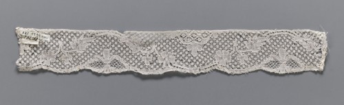 Lace fragment, repossession provenance noted, Binche lace, Henryków German: Heinrichau. Mid-18th