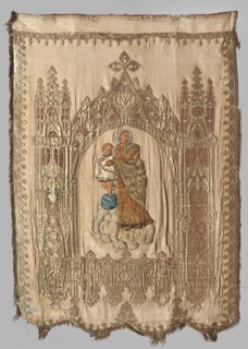 Church banner. Church banner decorated with appliqué and embroidery. Made from fabric elements that