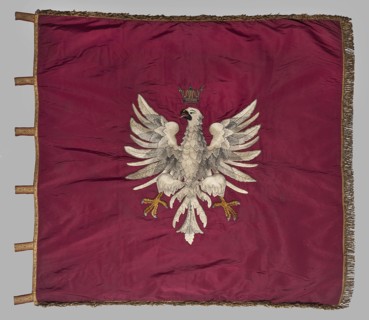Double-sided banner, vexillium; double-sided banner with insurgent symbols. On the main white side,