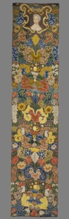 Tapestry, Tapestry embroidered in wool and silk on linen canvas. In the upper part, within a