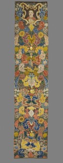 Tapestry. Tapestry embroidered in wool and silk on linen canvas. In the upper part, within a