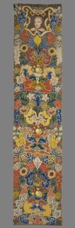 Tapestry, Tapestry embroidered in wool and silk on linen canvas. In the upper part, within a