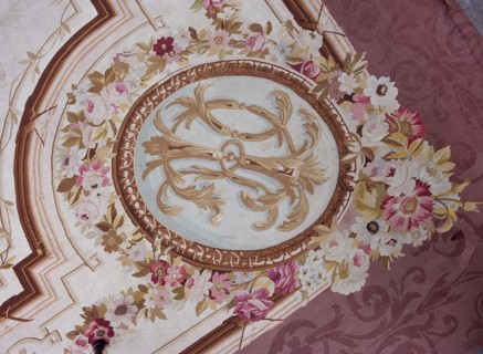 A so-called ceiling tapestry, tapestries, fabrics, tapestries, fabrics, knotted monograms, floral