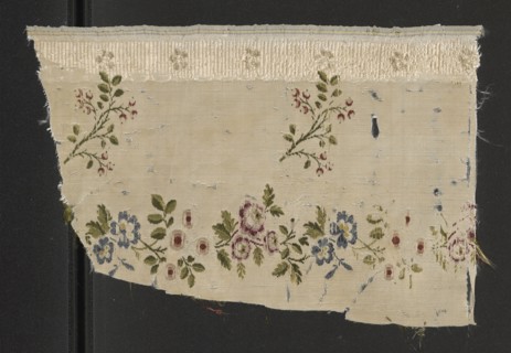 Fabric fragment, fabrics, fragments of silk patterned fabric with preserved selvedge, 18th-century