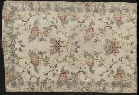 Fragment of a fabric in the form of a tapestry or napkin;, Fragment of 18th-century French silk