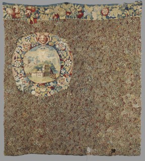 Tapestry, Fabric fragment: the entire background is densely strewn with motifs of small flowering