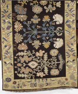 Court rug, woven signature and date at upper edge: JK1834, 1834., Poland. Fabrics; weaving. Height