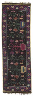 Kilim, In the center field are three bouquets—flower trees growing from low, wide vases. The outer
