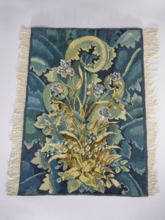 Tapestry coverings, unknown creator; repossession provenance. Design: leaves, birds, fabrics,