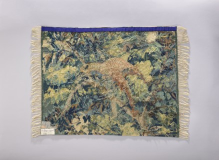 Tapestry chair cover, Repossession provenance. Depicts leaves, floral ornaments, trees, birds among