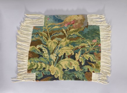 Tapestry chair cover, repossession provenance; design of flowers, leaves, and floral ornaments;