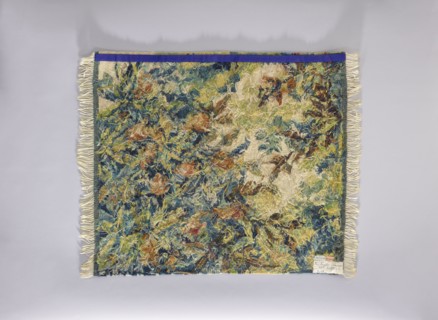 Tapestry chair cover, Repossession provenance. Decoration: flowers, leaves, trees, landscapes,