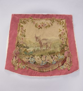Tapestry covering, creator unknown, provenance, floral ornaments with flowers and leaves; oxen and