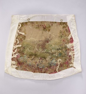 Tapestry covering, provenance, flowers, leaves, floral ornaments, oxen, boys; interior decorations,