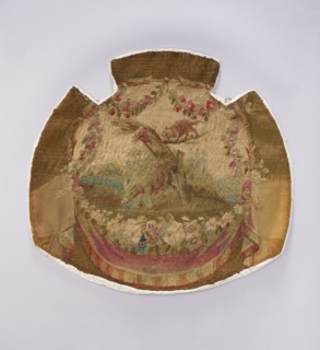 Tapestry covering, creator, unknown provenance. Floral ornaments with wildflowers and landscapes;
