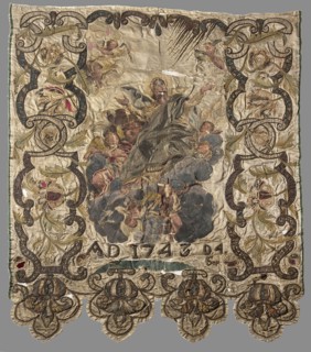 Church banner, banners, vexils, Assumption iconography, Wojciech Kolasinski 1852–1916, angels, Mary