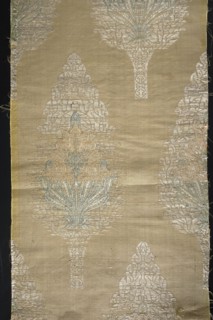 Three fragments of a chasuble, fabrics, silk, patterned, Persian Persia, plant patterns. Three