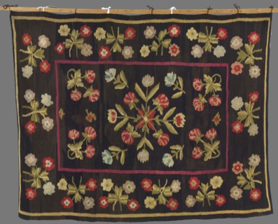 Kilim, 19th century, Poland. Wool fabric, height 214 cm, width 167 cm. In the center is a