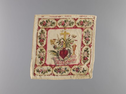 Pall, origin unknown, church parament featuring crosses, chalices, and plant ornaments; sacred art