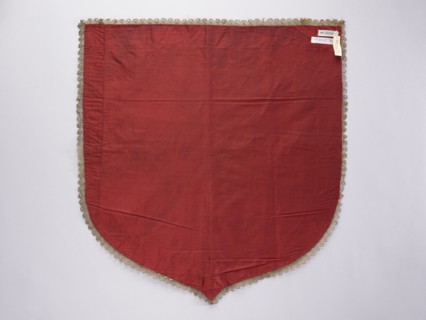 Church cope hood, Liturgical vestment, 18th century, Poland. Embroidery depicting a kneeling St.