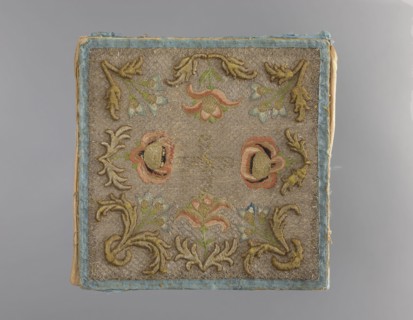 Embroidered pall; embroidery; church parament; liturgical parament; floral ornaments, flowers,