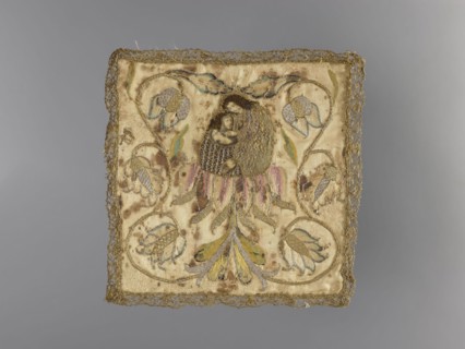 Embroidered pall, 18th century, Poland, liturgical vestment. Pall of cream-colored silk satin,