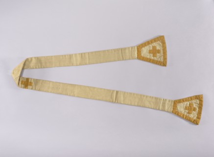 Stole, 18th century, Poland; liturgical vestment; length 208 cm, width 18 cm. Contains embroidery