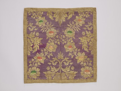 Velum, vellum, church paraments, provenance noted, floral ornaments, satin vellum with floral