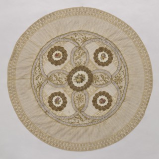 Doily, doilies, decorative fabric, lace, embroidery. Round doily sewn from two pieces of machine