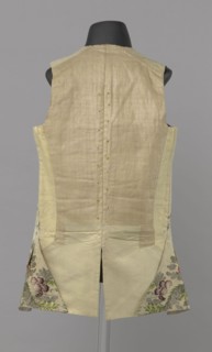 Vest, Repossession provenance. Floral and plant ornaments, patterned brocaded silk fabric.