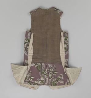 Vest, floral ornaments, patterned fabrics, Fastened to the neck with 11 buttons. Flaps on the