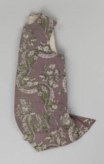 Vest, floral ornaments, patterned fabrics, Fastened to the neck with 11 buttons. Flaps on the