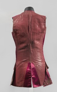 Vest, floral ornaments, men's vest made of cherry satin, embroidered. Straight cut, sleeveless and