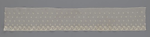 Fragment of lace, lace, unknown origin, floral ornaments, 19th century, Europe, lace, width 13 cm,